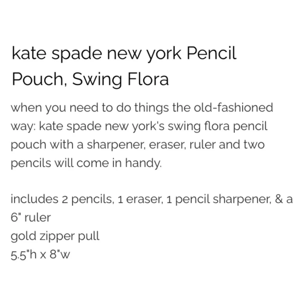 Kate Spade Pencil Pouch- Swing Flora
